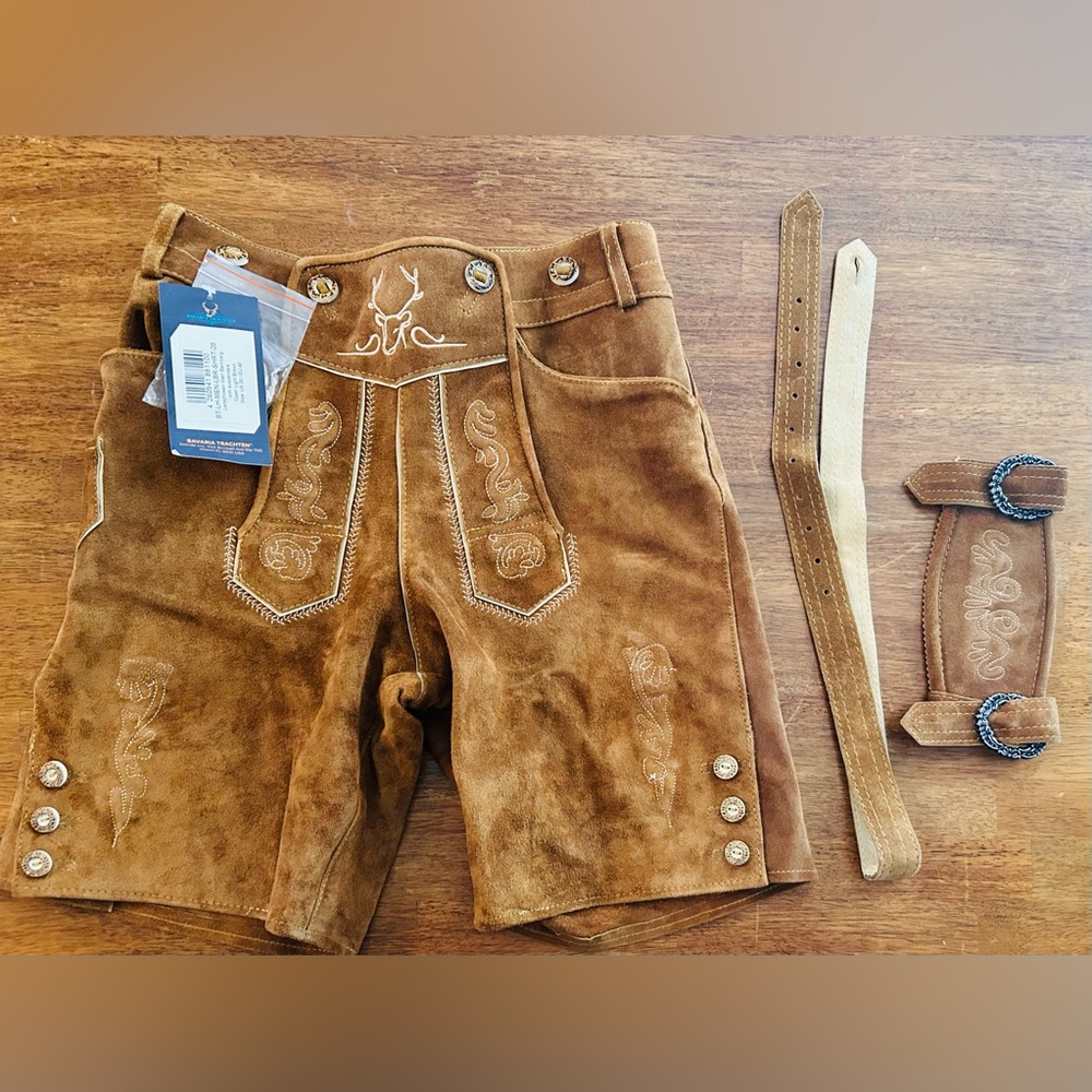 Men’s Suede Lederhosen Shorts in Brown